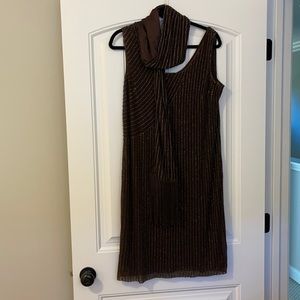 MaxMara beaded brown dress and sash